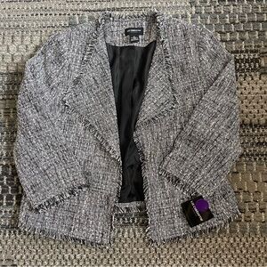 NWT Liz Claiborne Career ‘Botanical Bliss’ Black and White Tweed Jacket Sz Med